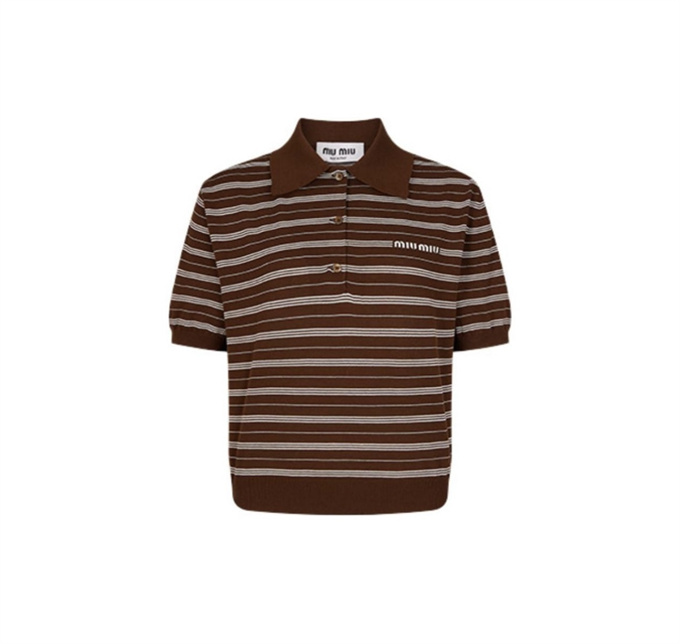 9A+ quality miu miu striped knit polo shirt